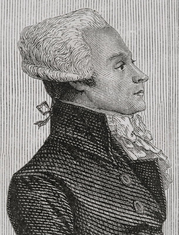 French Revolution: Portrait of Robespierre speaking in Convention, 1876.  Creator: Adolphe François Pannemaker.