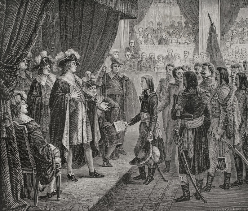 First French Republic: Napoleon Bonaparte presenting to the Directory the Treaty of Campo...1879.  Creator: J Guillaume.