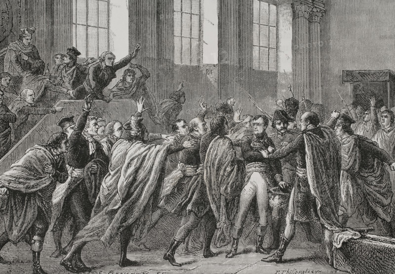 Napoleon on the 18th Brumaire in the Council of Five Hundred, the chamber of legislative…, 1879.  Creator: Paul Perrichon.
