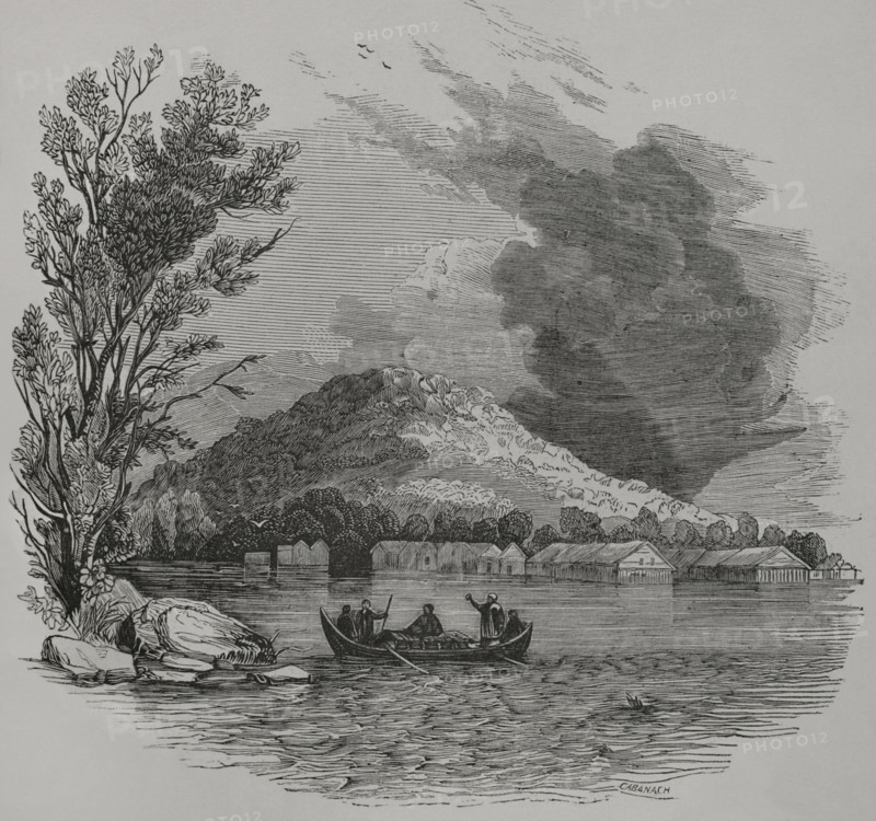 View of the town, Sulu, Sulu Island, Philippines, 1856. Creator: Cabanach.