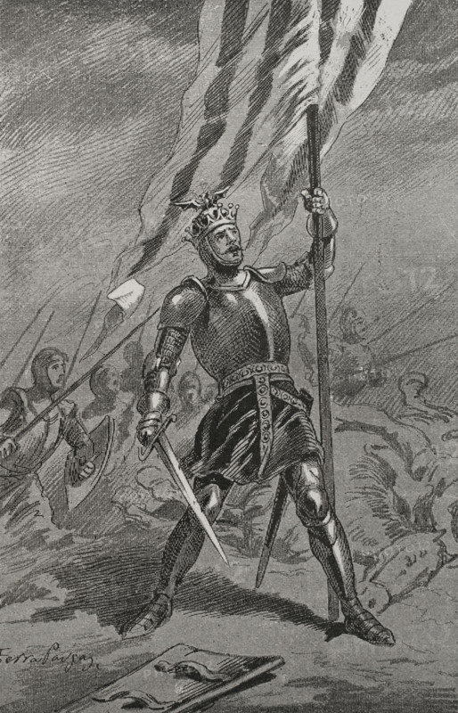 King Peter IV of Aragon, (1319-1387) at the Battle of Mislata (9 December 1348), 1890. Creator: Joan Serra y Pausas.
