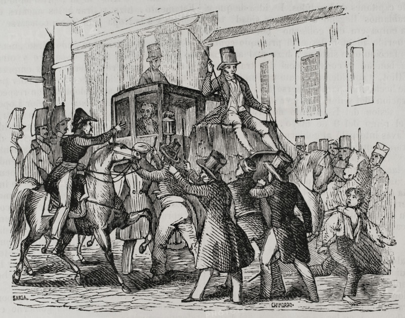 Attack on Martínez de la Rosa, 1845.  Creators: Eusebio Zarza, Chamorro.