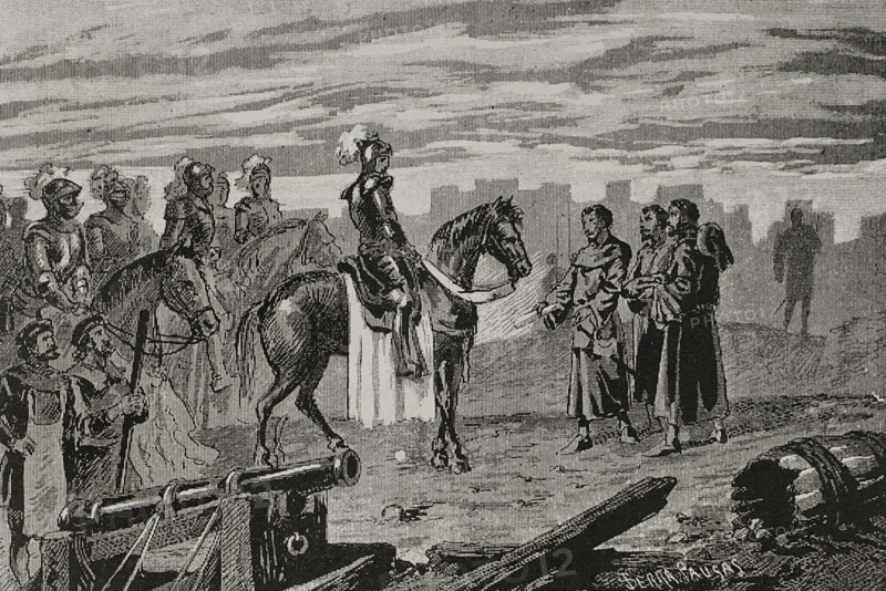 Catalan Civil War (1462-1472): Surrender of the city of Gerona (Girona)...1 June 1469 (1890). Creator: Joan Serra y Pausas.