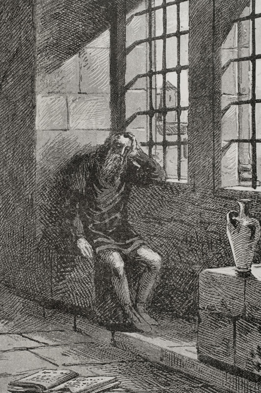 James II of Urgel (1380-1433) in his cell in the castle of Játiva (Xativa), where he was..., 1890. Creator: Joan Serra y Pausas.