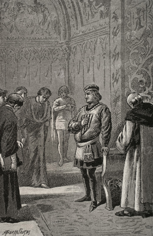 King John I of Aragon (1350-1396) at the Courts of Monzón in 1383, 1890. Creator: Joan Serra y Pausas.
