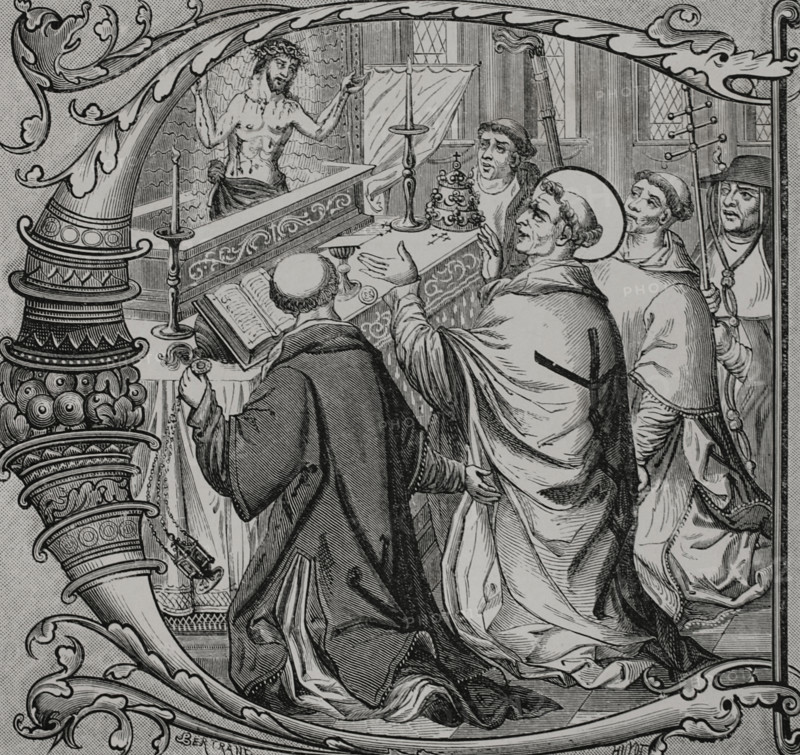 The Miraculous Mass of Saint Gregory the Great (c540-604), representing the real presence..., 1877.  Creators: Antoine Valerie Bertrand, Jules Jean Marie Joseph Huyot.