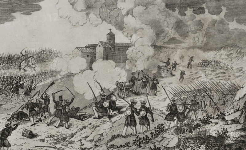 First Carlist War, (1833-1840), Action of Larrasoaña, (24 June 1836), Navarre, 1845.  Creator: Jose Gomez.