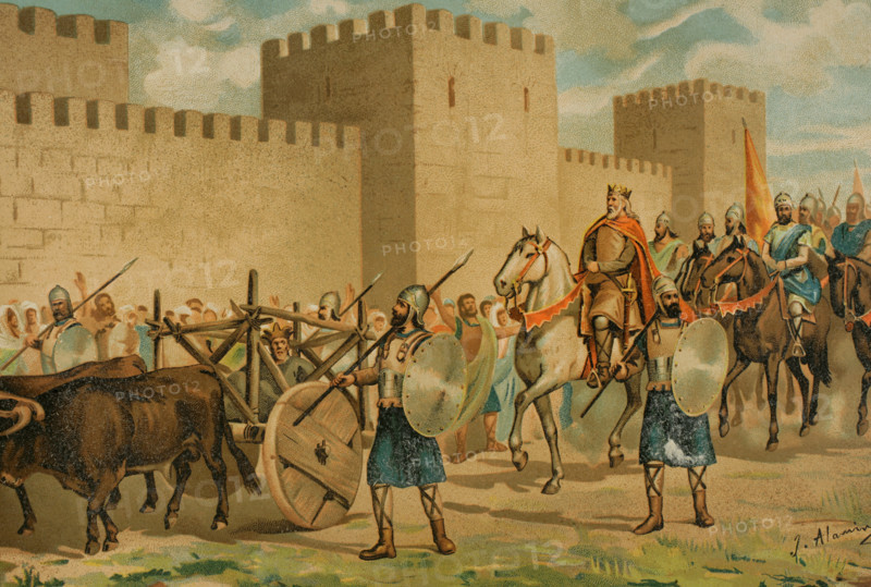 Entrance of the Visigoth king Wamba, (c630-688) to the city of Toledo, 1888.  Creator: Juan Alaminos.