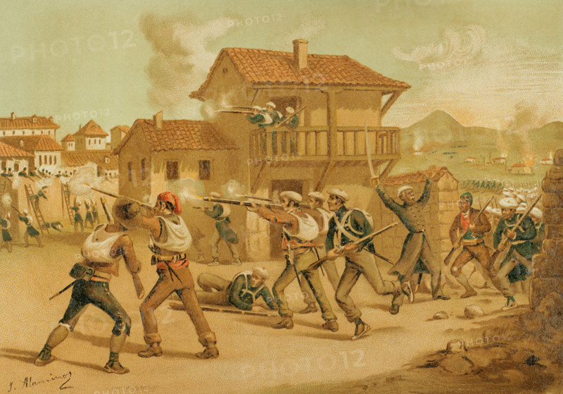 First Carlist War, (1833-1840): Siege of Lucena, 1870.  Creator: Juan Alaminos.