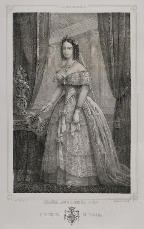 Maria Antonia of the Two Sicilies, (1814-1898), Grand Duchess consort of Tuscany (1833-1859), 1852. Creator: Julio Donón.