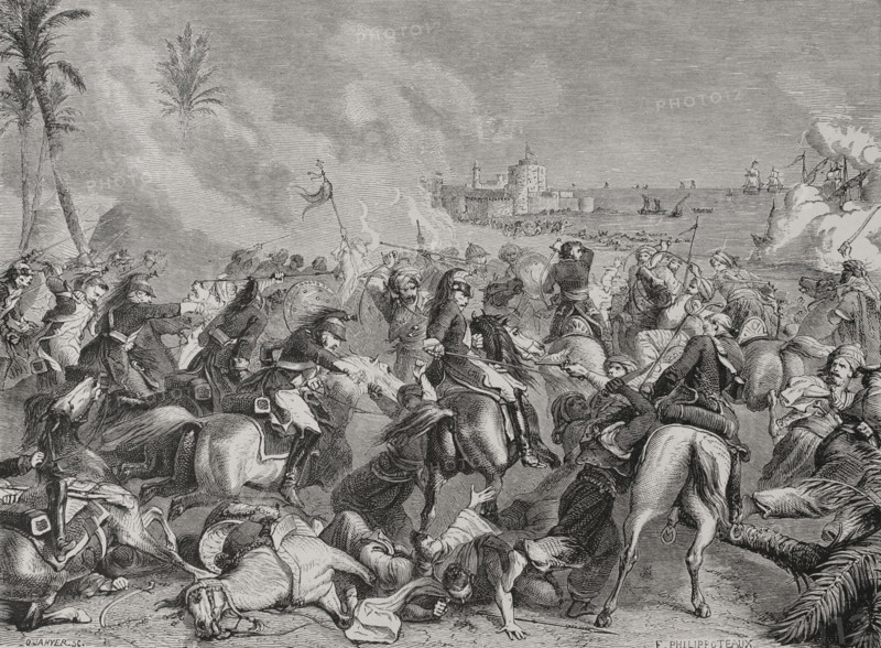 Napoleonic Wars: Battle of Abukir, (25 July 1799), 1879. Creator: Octave Jahyer.