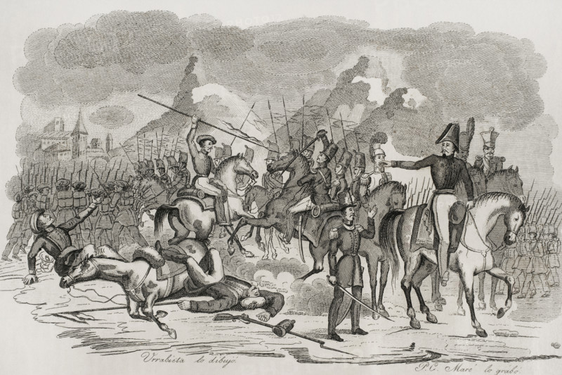 First Carlist War, (1833-1840): Action of Zalduendo, 1842.  Creator: Pedro Celestino Mare.