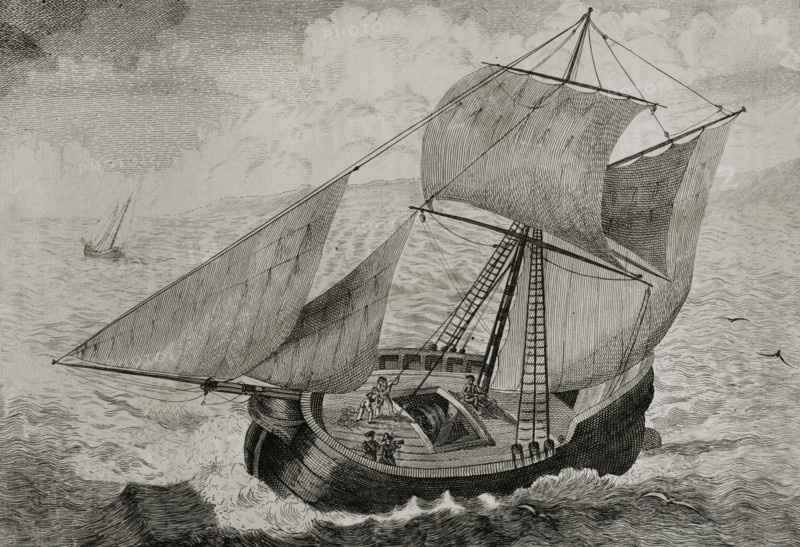 First Carlist War, (1833-1840): Don Carlos sailing to France, 1842.  Creator: Jose Gomez.