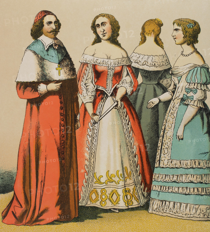 Cardinal Mazarin, (1602-1661) and noblewomen, 1881.  Creator: Unknown.
