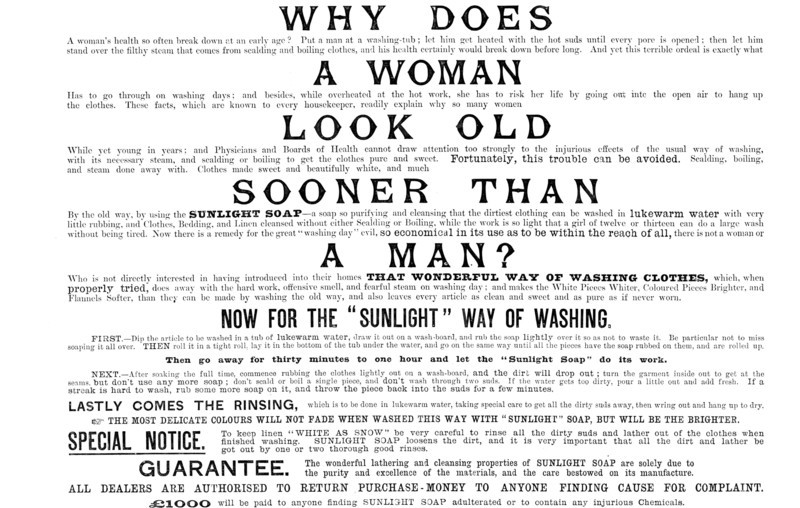 Advertisement for Sunlight Soap, 1890. Creator: Unknown.
