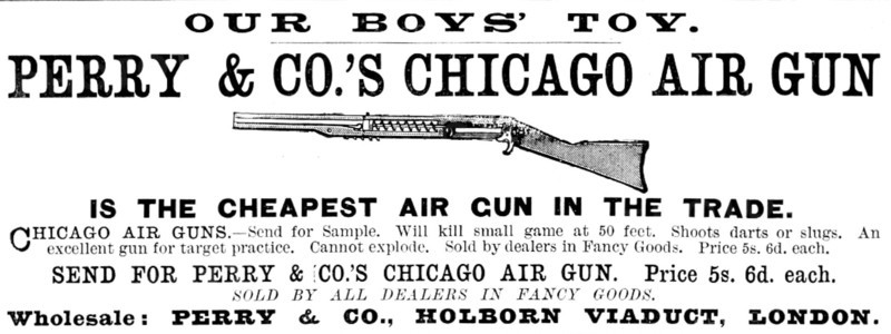 Advertisement for Perry & Co.’s Chicago Air Gun, 1890. Creator: Unknown.