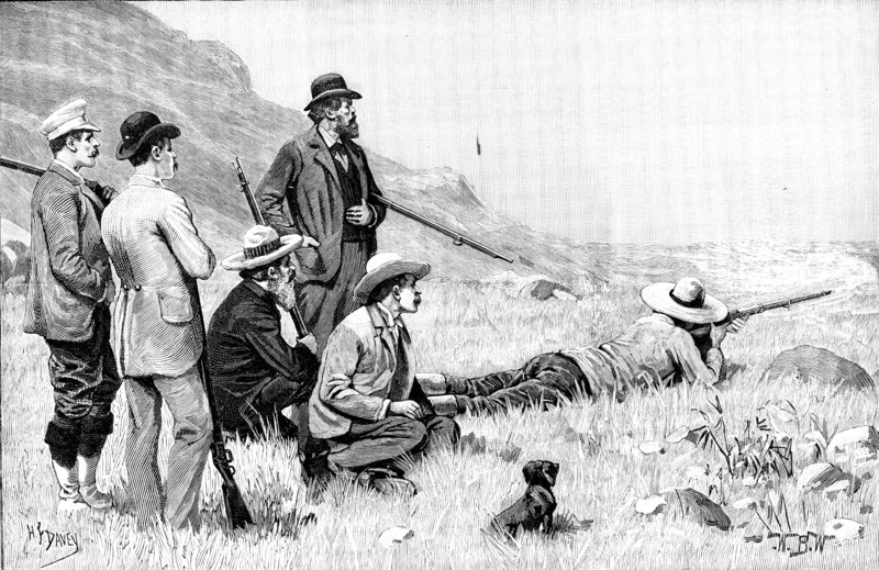 Boer and British Shots: a friendly trial of skill in Swaziland, 1890. Creator: H. F. Davey.