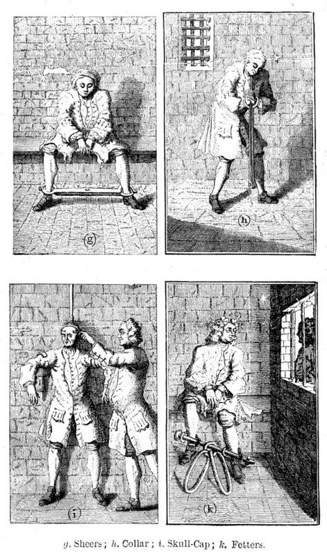 Centenary of John Howard, Prison Reformer:...Marshalsea Prison: mode of applying the torture, (1890) Creator: Unknown.