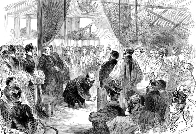 The Prince of Wales laying the Memorial-Stone of the St. Martin’s Parochial Buildings, 1890. Creator: P Naumann.