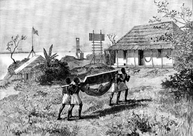 Portuguese in East Africa: signalling post for steamers, and Senhor Pinto’s house, Chilvane..., 1890 Creator: Amedee Forestier.