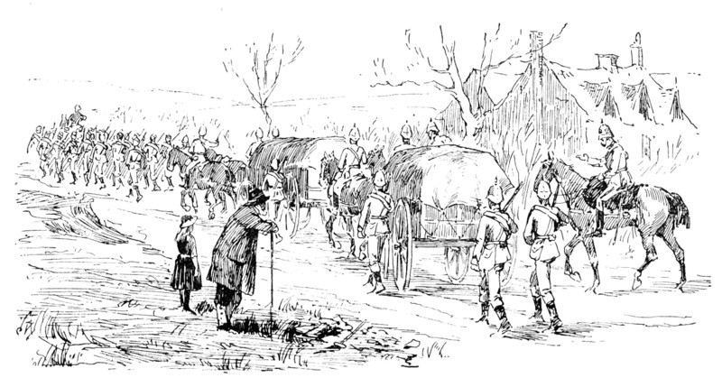 The Easter Volunteer Manoeuvres: the Marching Column, with transport waggons, 1890. Creator: Unknown.
