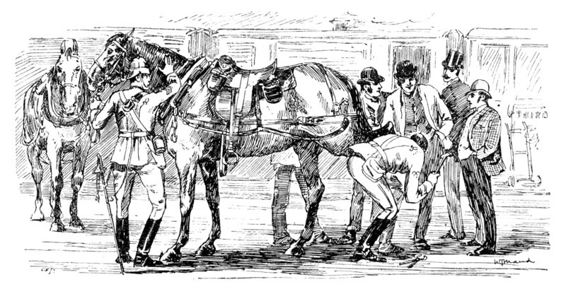 The Easter Volunteer Manoeuvres: we have to put on a new shoe at the Charing-Cross Station, 1890. Creator: Unknown.