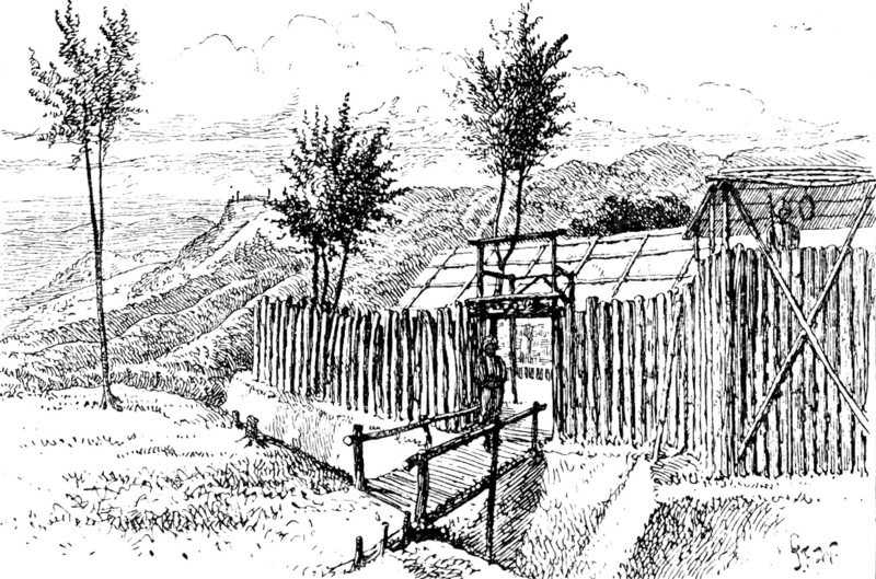 The Lushai Expedition: main entrance of Fort Langleh, with quarter guard, 1890. Creator: Unknown.