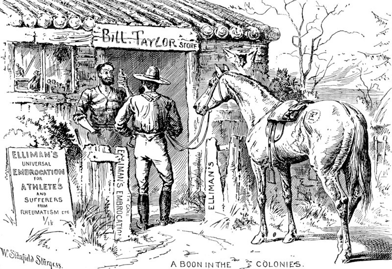 Advertisement for Elliman’s Universal Embrocation, 1890. Creator: William Stanfield Sturgess.
