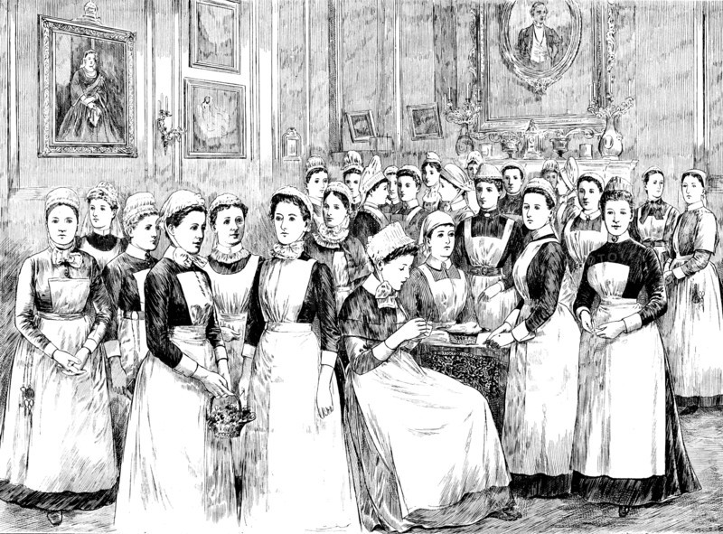 Doll Nurses at the Bazaar for the new Hospital for Women, Euston Road, 1890. Creator: Carl Hentschel.