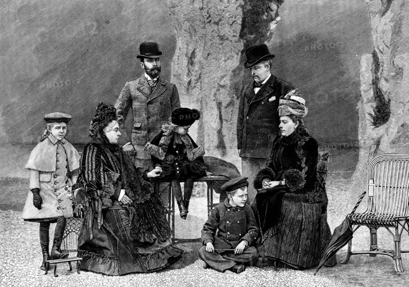 The Queen at Aix-Les-Bains: the Royal Family at the entrance of the Grotto, 1890. Creator: Unknown.