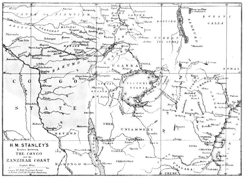 Map showing the Great Forest traversed by Mr. Stanley and his party, 1890. Creator: Unknown.