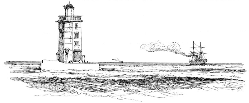 The Daedalus Lighthouse in the Red Sea, the scene of the wreck of the Dacca, 1890. Creator: Carl Hentschel.