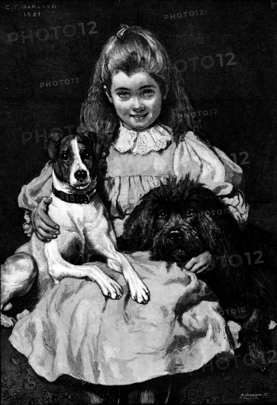 Bosom Friends - by C. T. Garland, in the Royal Academy Exhibition, 1890.  Creator: P Naumann.