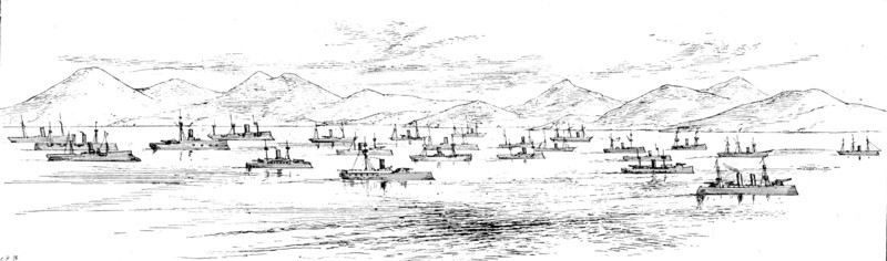 Ta-Lien-Whan Bay, with the Japanese Fleet, (1895). Creator: Carl Hentschel.
