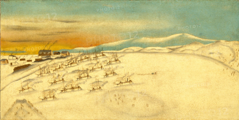 Whaling Fleet, Icebound, c1860. Creator: Unknown.