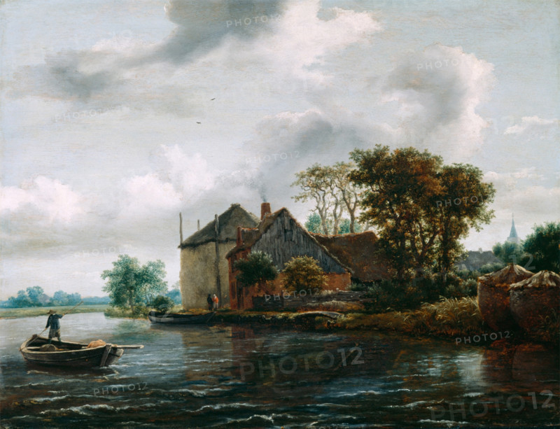 Farm and Hayrick on a River, late 1640s. Creator: Jacob van Ruisdael.