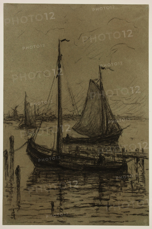 Boats on the Zuiderzee, between 1860 and 1924. Creator: Carel Nicolaas Storm.