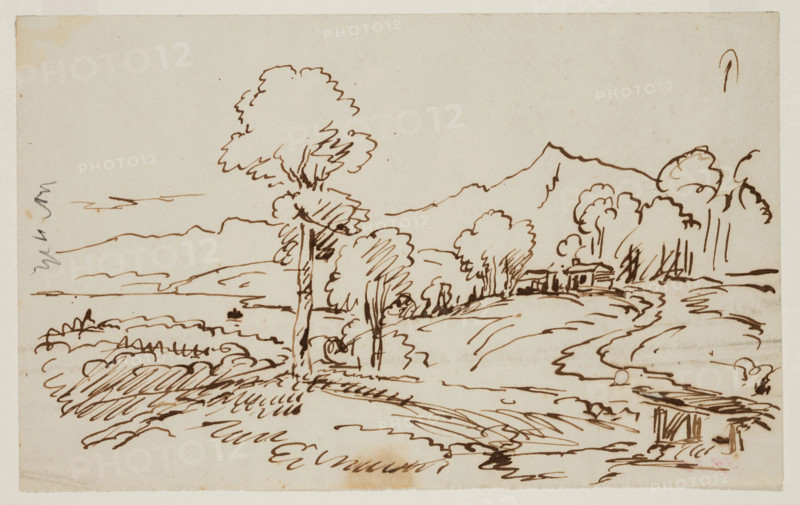 Landscape with House and Bridge, c1820-1848. Creator: Thomas Cole.