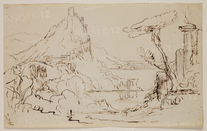 Sketch for an Allegorical or Architectural Fantasy, c1820-1848. Creator: Thomas Cole.