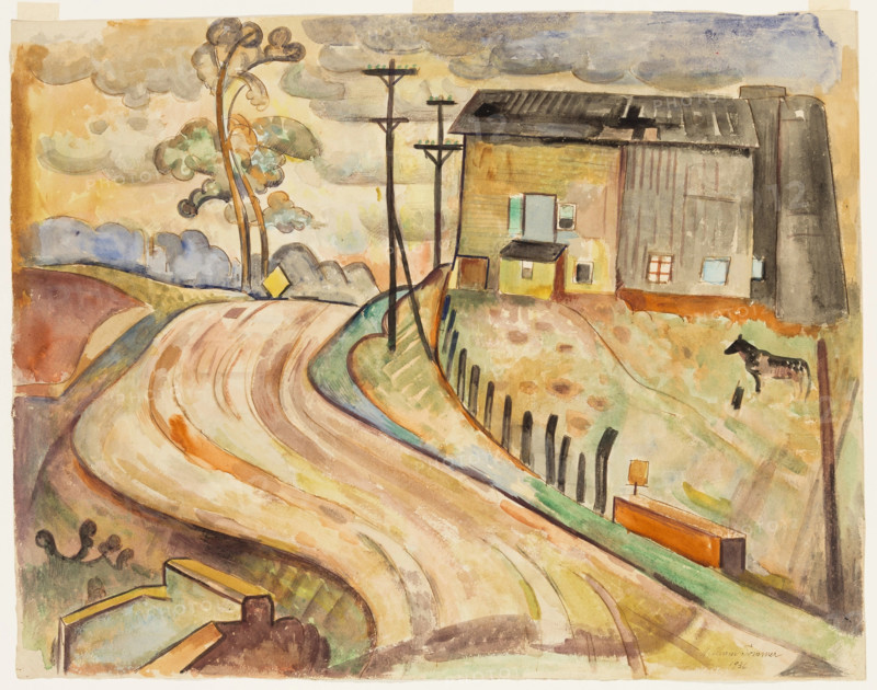 Gray Silos, 1936. Creator: William Sommer.