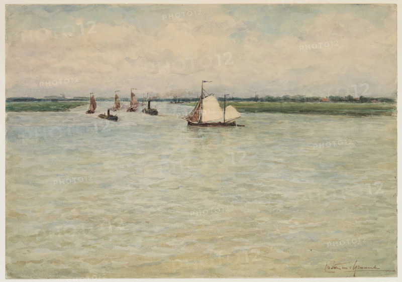 The Maas off Dordrecht (recto), c1860-1920. Creator: Carel Nicolaas Storm.