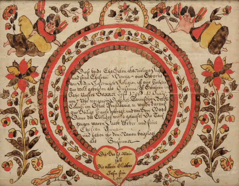 Birth and Baptismal Certificate of Suzanna Jager, 1798. Creator: Unknown.