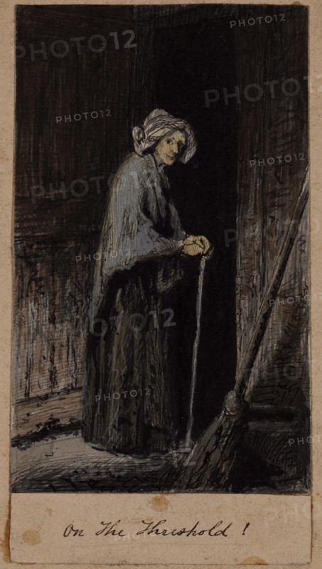 Old Woman with Cane, c1860-1895. Creator: Thomas Hovenden.