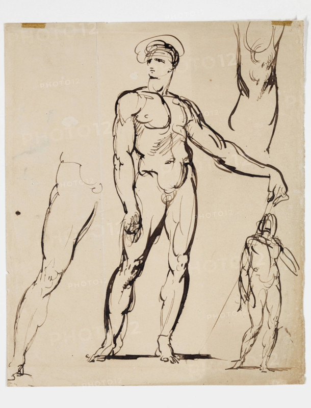 Studies of Standing Nude Male, between 1806 and 1846. Creator: Benjamin Robert Haydon.