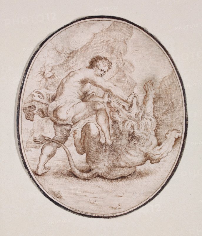Hercules Slaying the Nemean Lion, between 1686 and 1724. Creator: Felice Cignani.