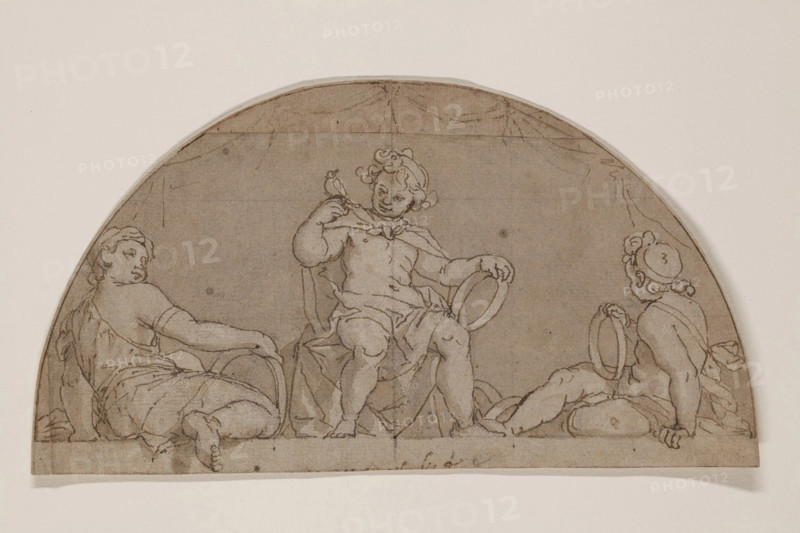 Study for a Lunette with Three Youths Holding Rings, between late 16th and early 17th century. Creator: Unknown.