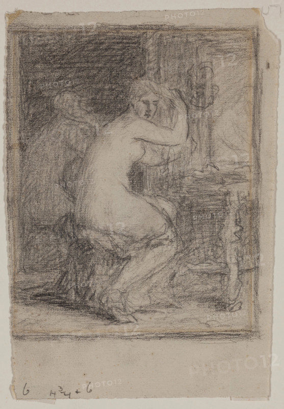 Woman Combing Her Hair, c1870-1896. Creator: Wyatt Eaton.