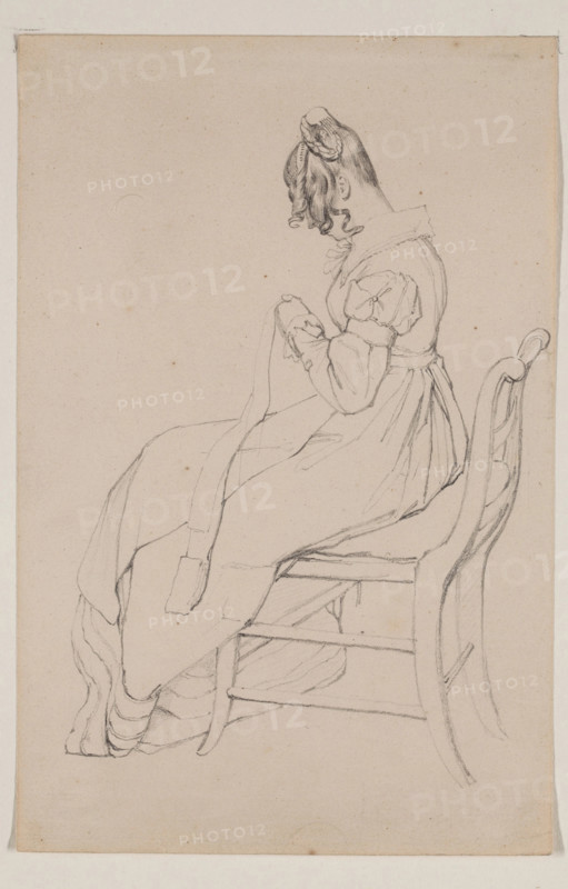 Young Woman Sewing, between 1800 and 1850. Creator: Unknown.