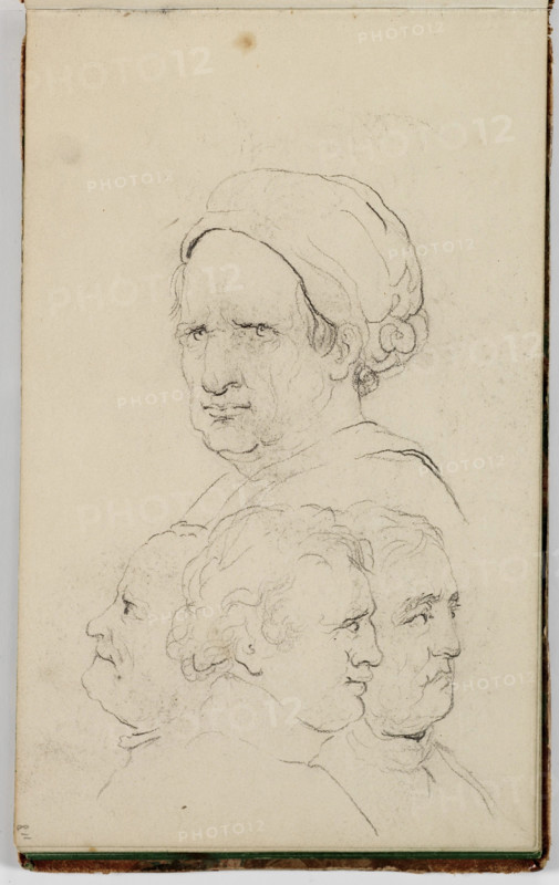 (Untitled, study of a man's head from four viewpoints), between 1820 and 1848. Creator: Thomas Cole.