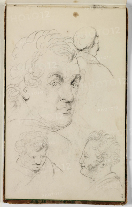 (Untitled, Four Studies of a Man's Head), between 1820 and 1848. Creator: Thomas Cole.